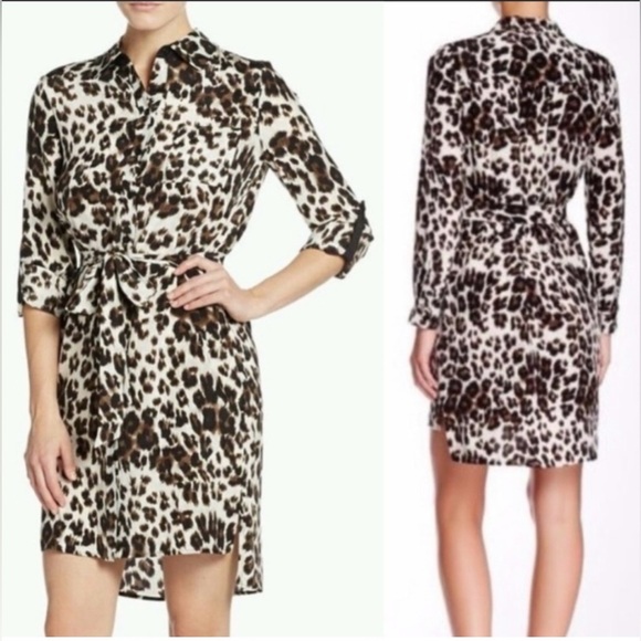 Diane Von Furstenberg Dresses & Skirts - Diane Von Furstenberg Animal Print Long Sleeve Shirt Dress Size 10
